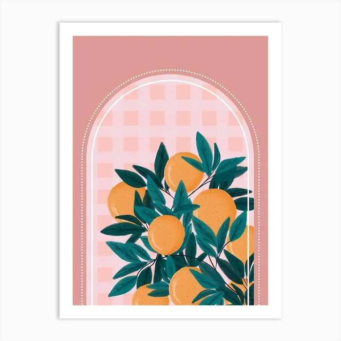 Orange Tree Arch Art Print by Millennial Menu