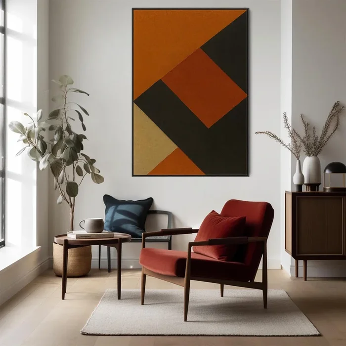 Orange Wall Art Canvas Framed – Umber Angles