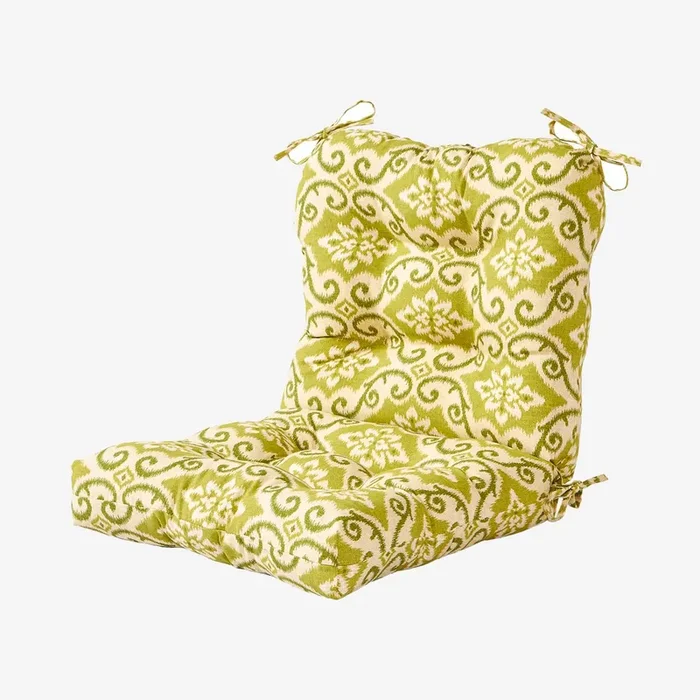 Outdoor Seat / Back Chair Cushion – Green Ikat by The Cozy Cloth