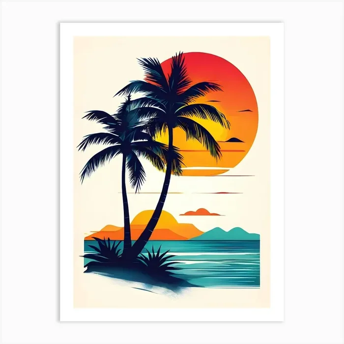 Palm Trees At Sunset 2 Art Print by Art shop