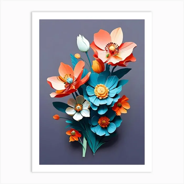 Paper Flowers 8 Art Print by Art shop