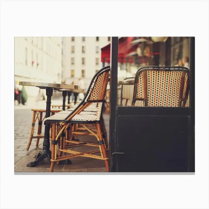 Paris Cafe Chairs Canvas Print by Nina’s Clicks