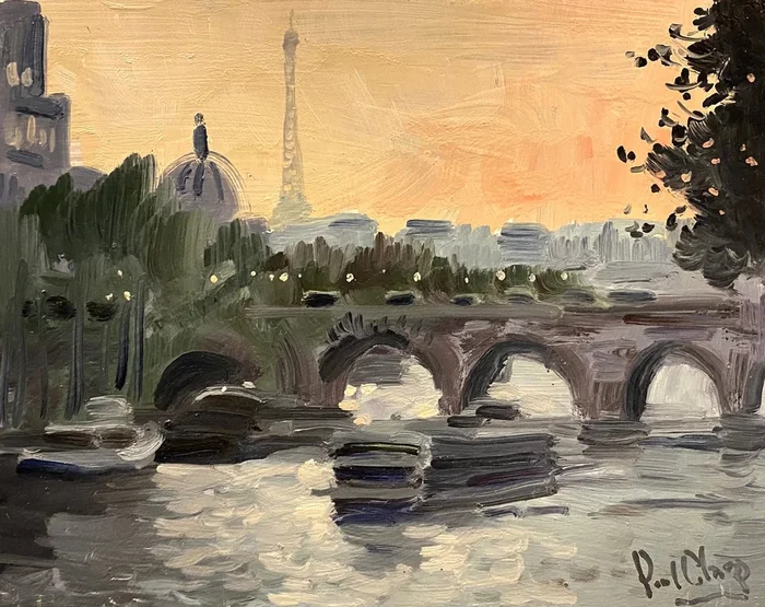 Paris Sundown (2018) Oil painting by Paul Cheng