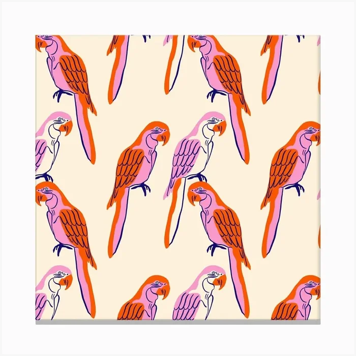 Parrots Square Canvas Print by Tara Reed