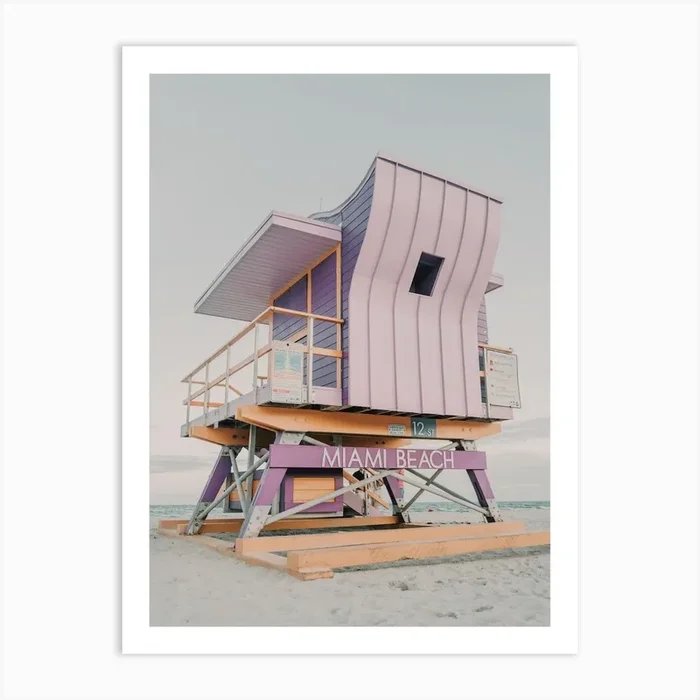 Pastel Lifeguard Tower Art PrintGS by Golden Saguaro