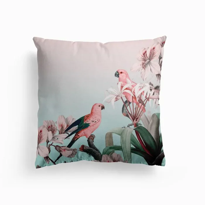 Pastel Parrots Paradise Cushion by Andrea Haase