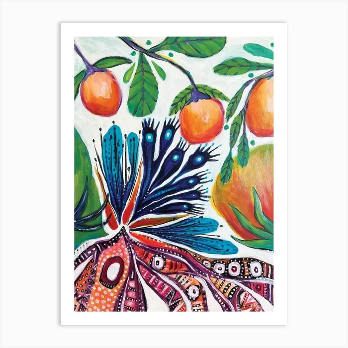 Peaches Art Print by Rising Moon Studio