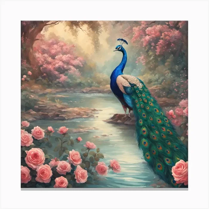 Peacock In The Garden Canvas PrintM by mohammed