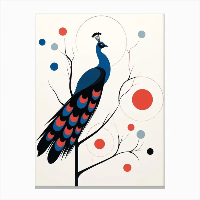 Peacock Minimalist Abstract 4 Canvas Print by Abstract Art Expressions