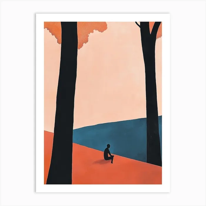 Person Sitting In The Park Art Print by Silent Canvas