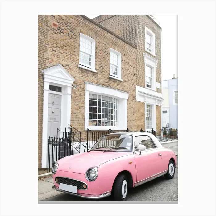 Pink Car London Canvas Print by Victoria’s Stories