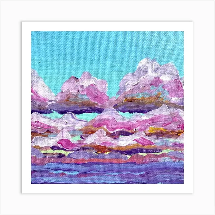 Pink Clouds Square Art Print by Key and Sea Creative
