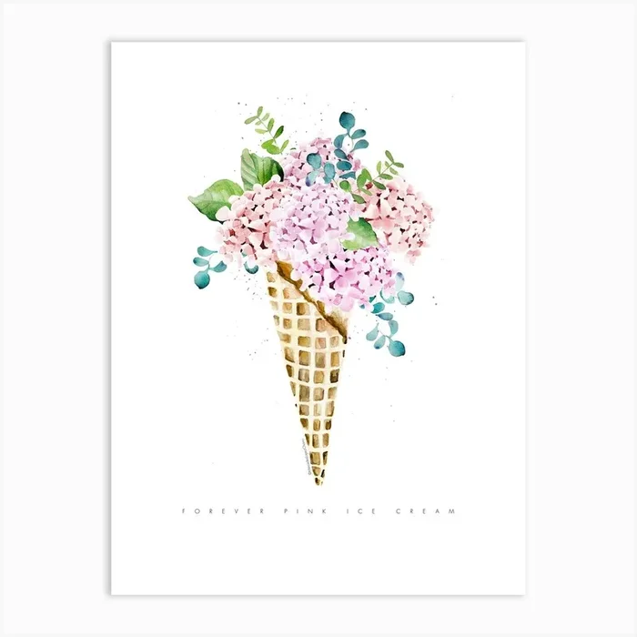 Pink Hydrangea Cone Art Print by Mercedes Lopez Charro