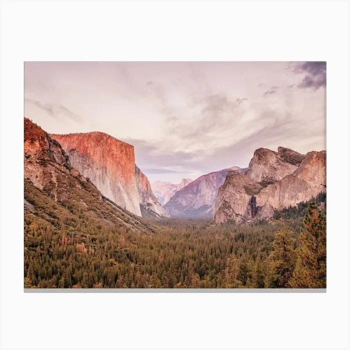 Pink Yosemite Valley Sunset Canvas PrintGS by Golden Saguaro
