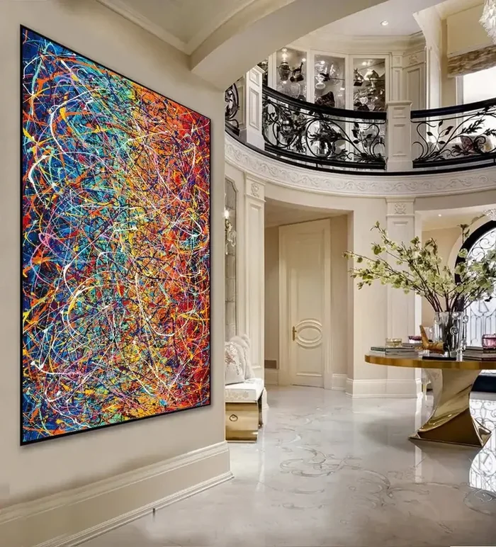 Pollock Inspired Wall Art | Abstract Drip Painting- Vintage Beauty 148
