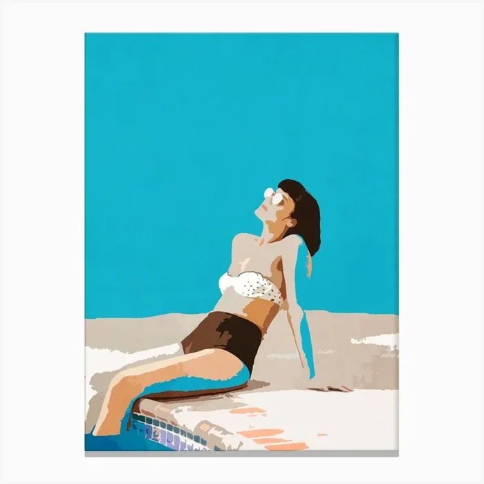 Pool Girl Canvas Print by HAMJAM