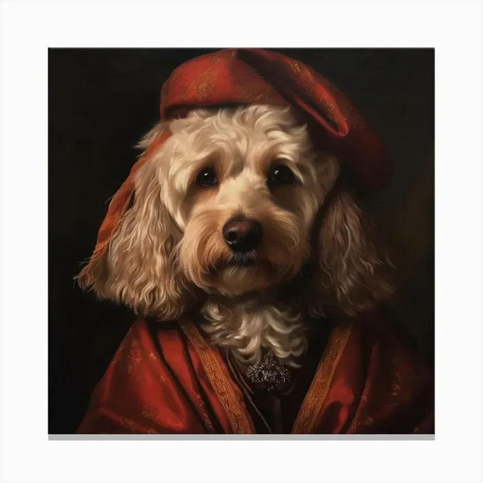 Portrait Of A Cockapoo (Old Master) Canvas Print by Lozzerly