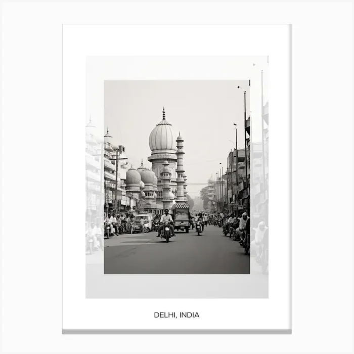 Poster Of Delhi, India, Black And White Old Photo 3 Canvas Print by Monochrome Vistas