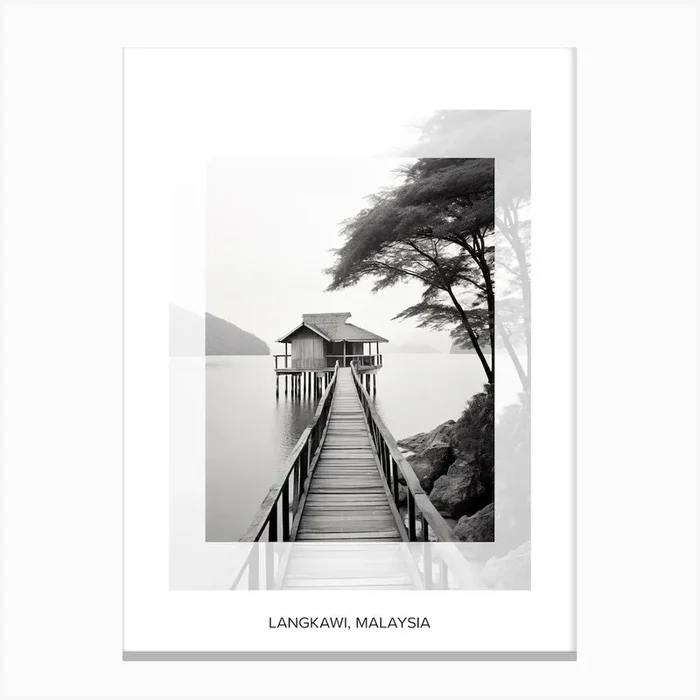 Poster Of Langkawi, Malaysia, Black And White Old Photo 1 Canvas Print by Monochrome Vistas