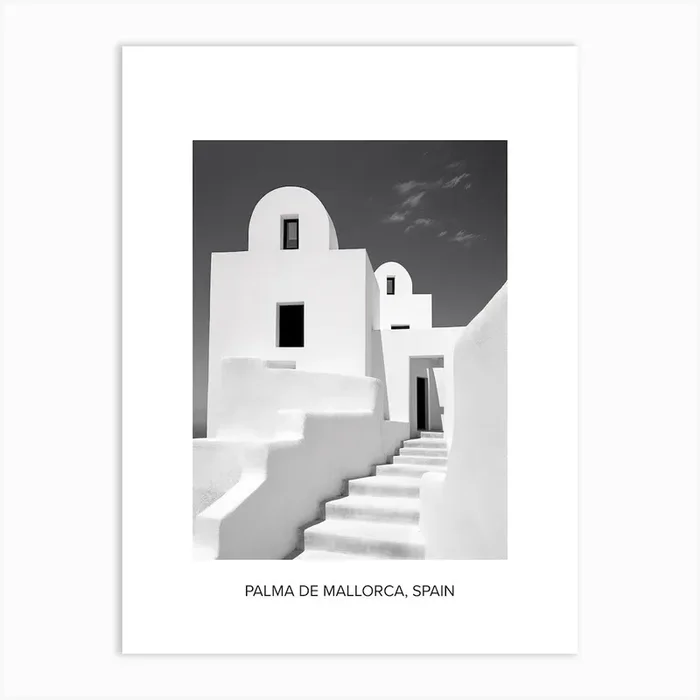 Poster Of Santorini, Greece, Photography In Black And White 2 Art Print by Monochrome Vistas