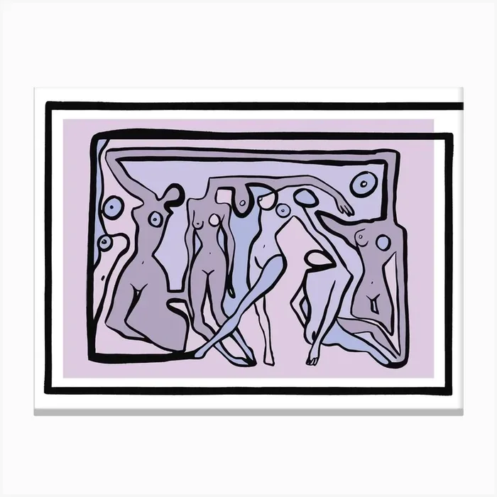 Psychedelic Nudes Lilac Canvas Print by Julia Hariri