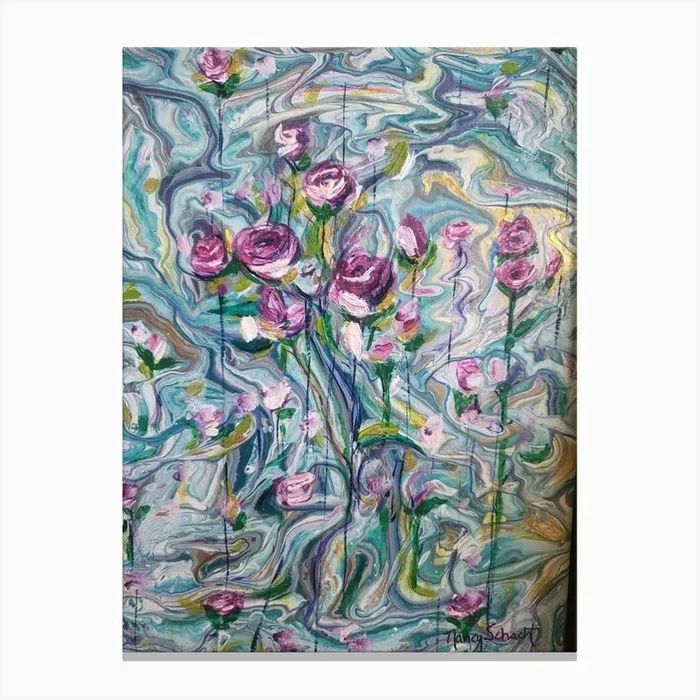 Purple Roses Canvas PrintN by NancySchacht