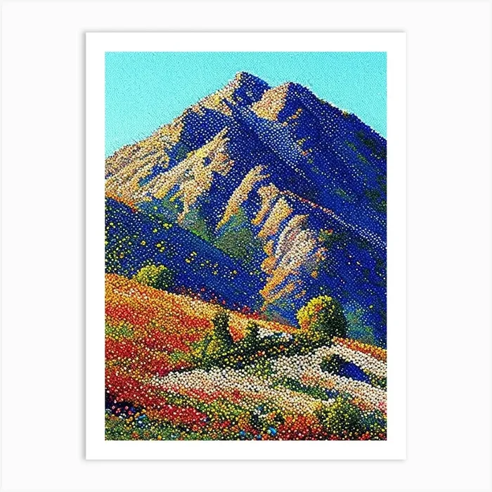 Pyrénées National Park France Pointillism Art Print by National Park Posters