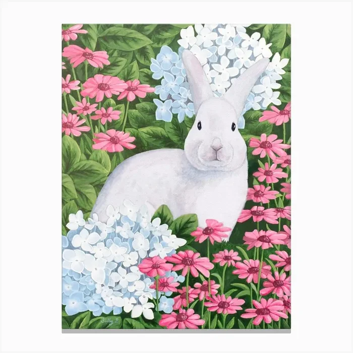 Rabbit In Garden Canvas Print by Sally B