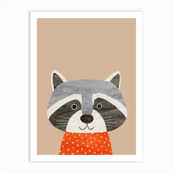 Racoon Beige Art Print by Kate McFarlane