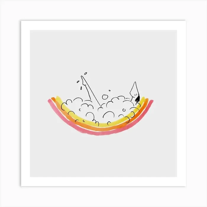 Rainbow Bath Square Art Print by Ymaj
