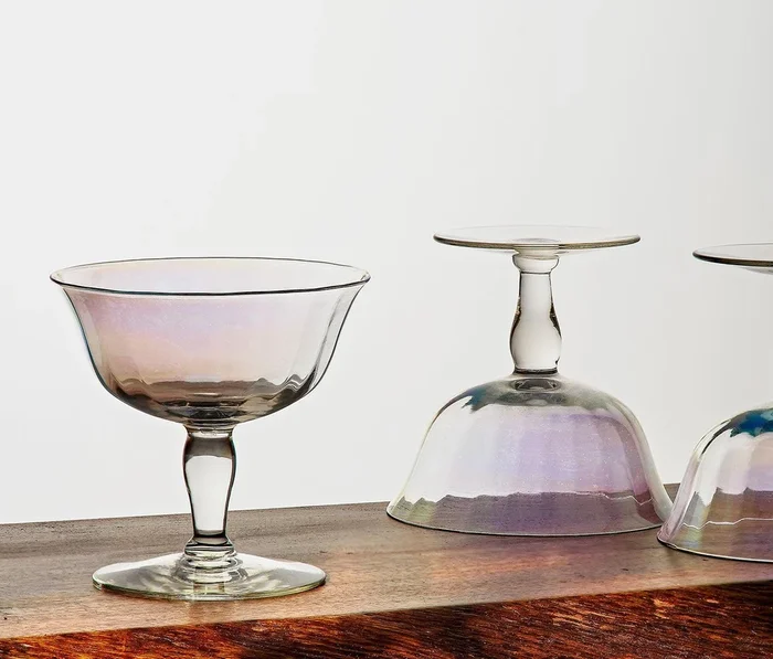 Rainbow Lustre Coupe Glasses Set of 3