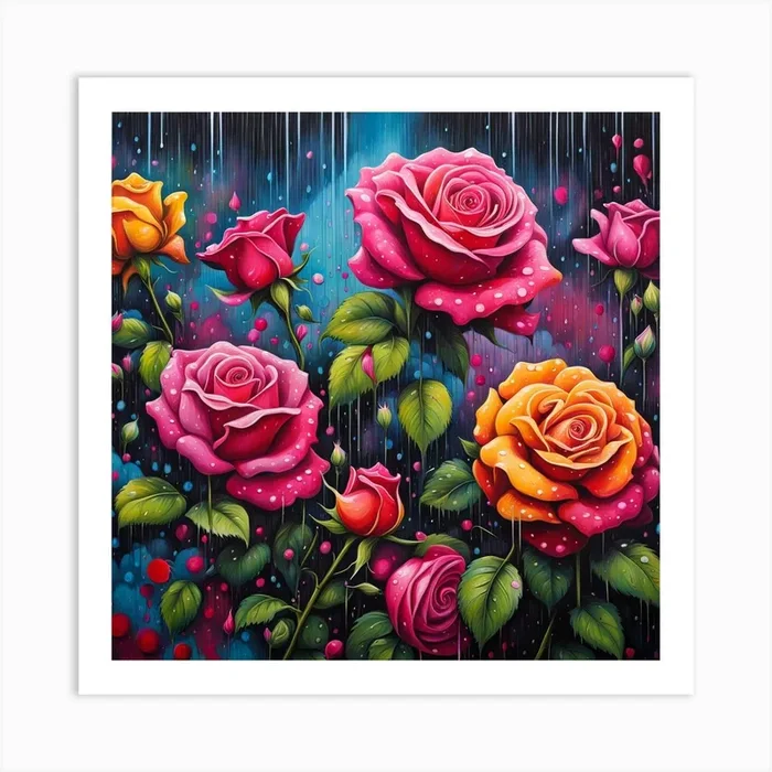 Raining Roses Art Print by AmbereenMiftah
