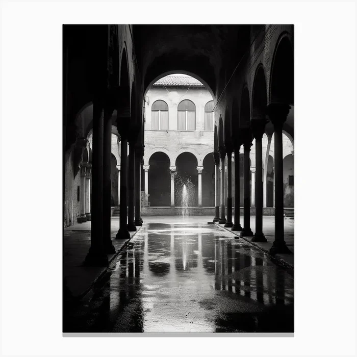 Ravenna, Italy, Black And White Analogue Photography 2 Canvas Print by Monochrome Vistas