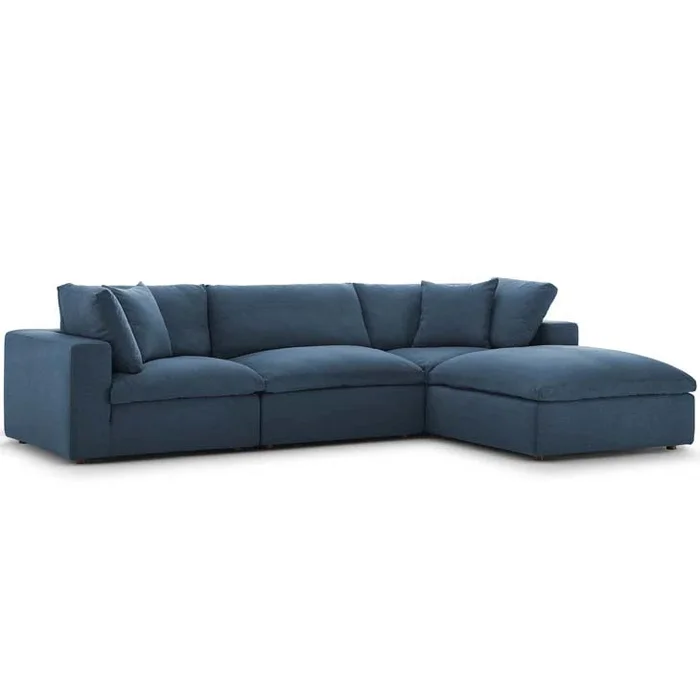 Reagan Down Filled Overstuffed 4 Piece Sectional Sofa Set