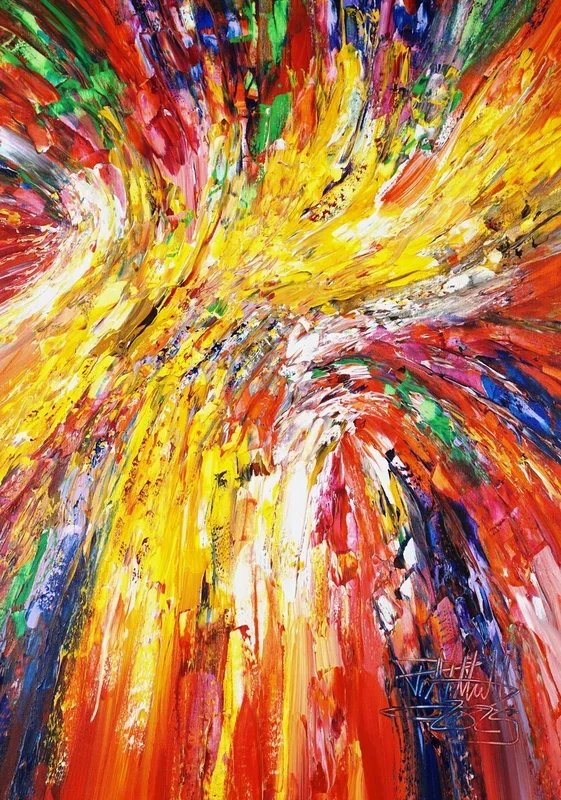 Red Energy A 4 (2025) Acrylic painting by Peter Nottrott