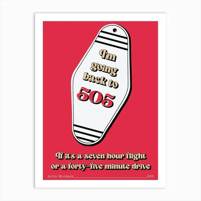 Red Indie Motel Keychain 505 Print Art Print by Pink Giraffe Print co