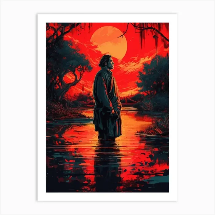 Red Samurai Japan Painting Art Print by Lootprint