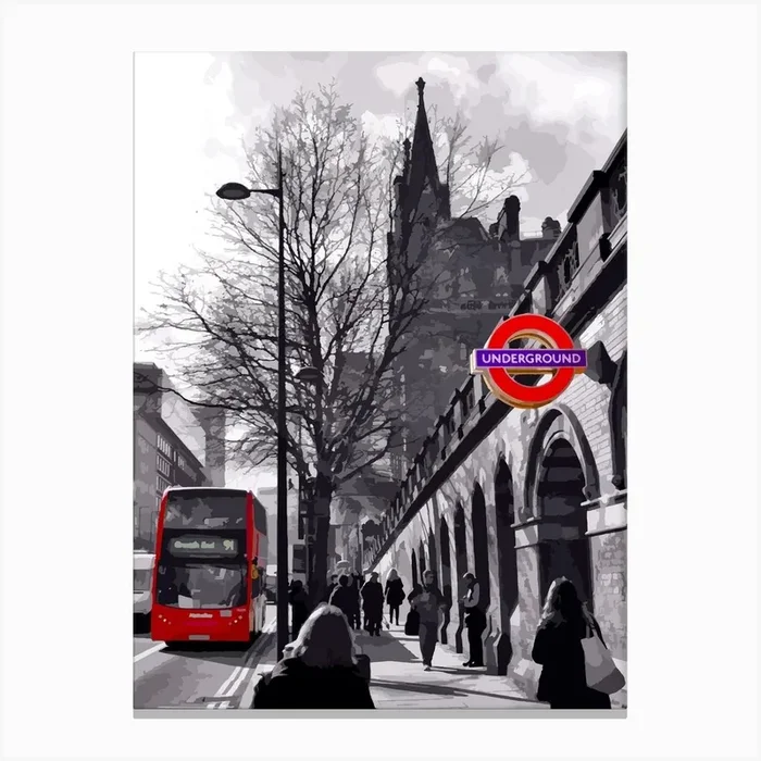 Red Splash Of London Canvas Print by HAMJAM