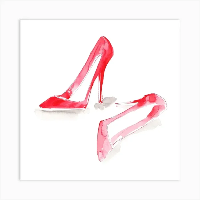 Red Stiletto Square Art Print by Maya Beus