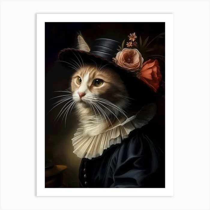 Regal Cat In A Hat C Art Print by Regis Artworks