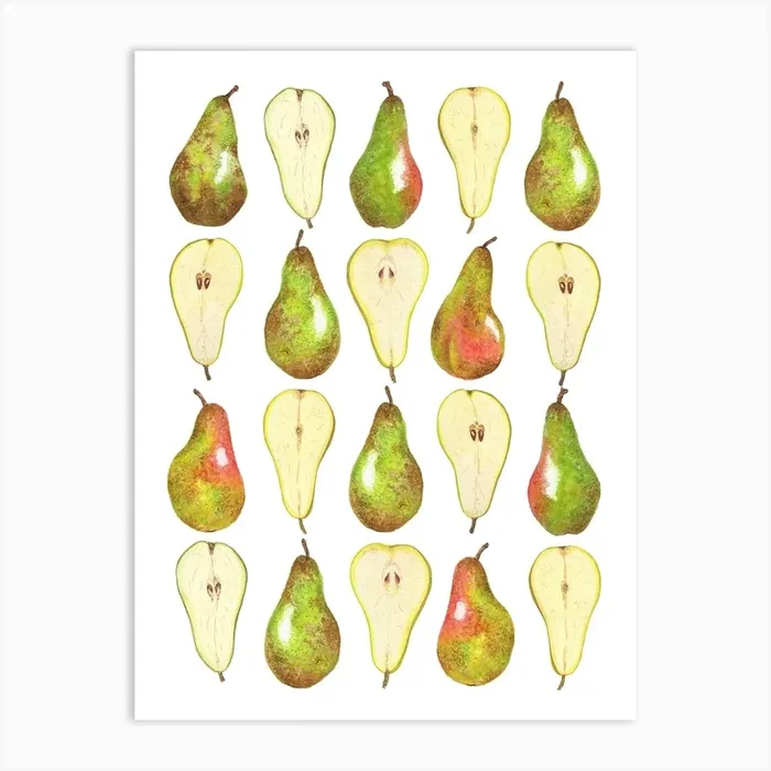 Repeat Pattern Pear Art Print by Megan Wicks