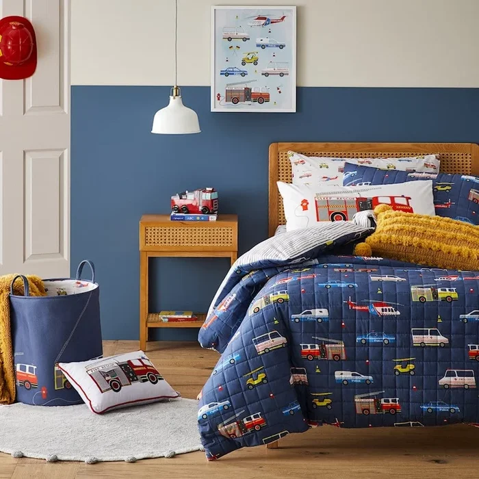 Rescue Squad Quilted Navy Quilt Cover Set