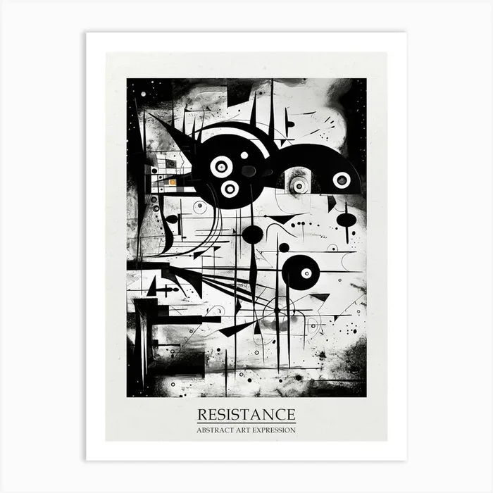 Resistance Abstract Black And White 6 Poster Art Print by Abstract Art Expressions