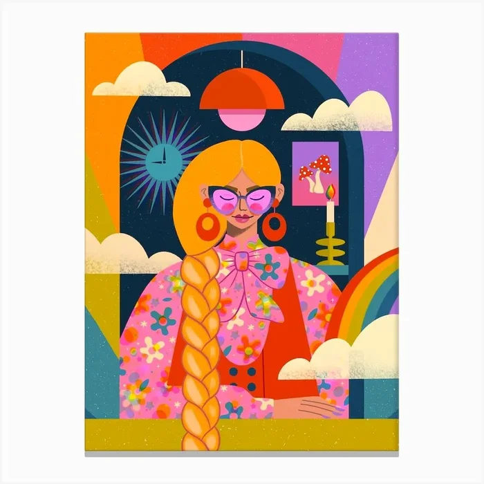 Retro Rapunzel Canvas Print by Kitty O’Rourke