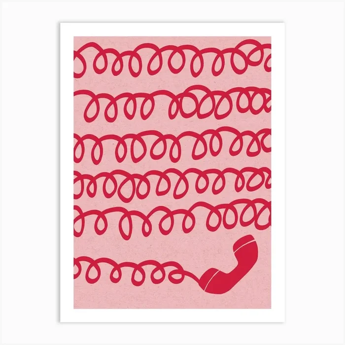 Retro Telephone Red Art Print by Kim Hubball Studio