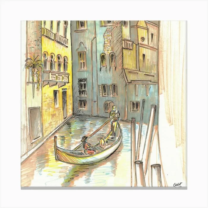 Romantic Venice Square Canvas Print by Viktoriya Tudoran
