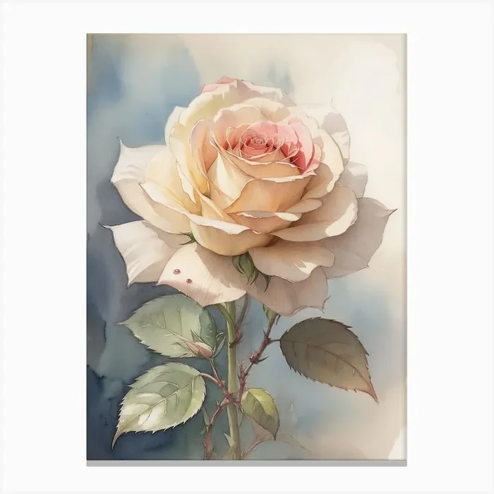 Rose Watercolor Painting Canvas PrintOA by Orient Aurora