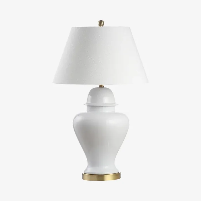 Sagwa Modern Classic LED Table Lamp – White – Ceramic / Iron by JONATHAN Y