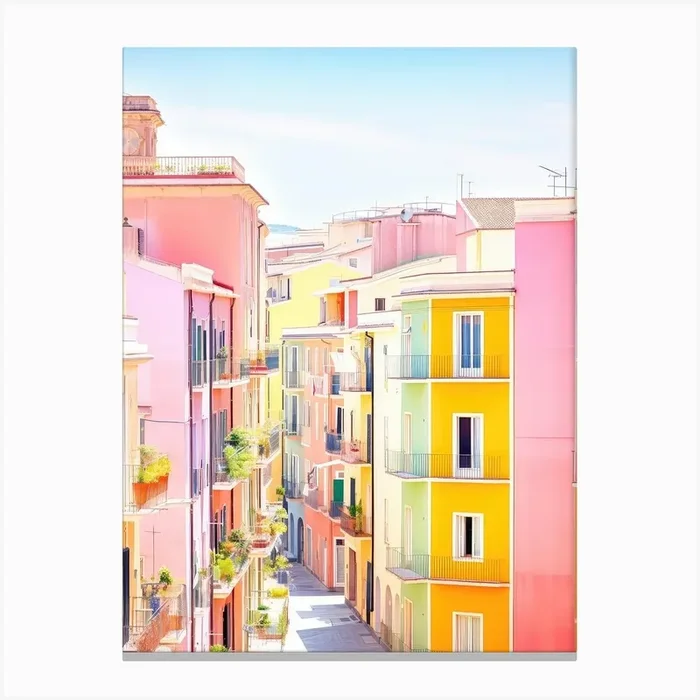 Salerno, Italy Colourful View 3 Canvas Print by Urban Vivid