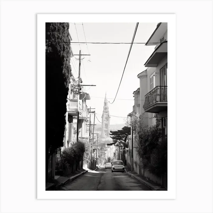 Sanremo, Italy, Black And White Photography 1 Art Print by Monochrome Vistas